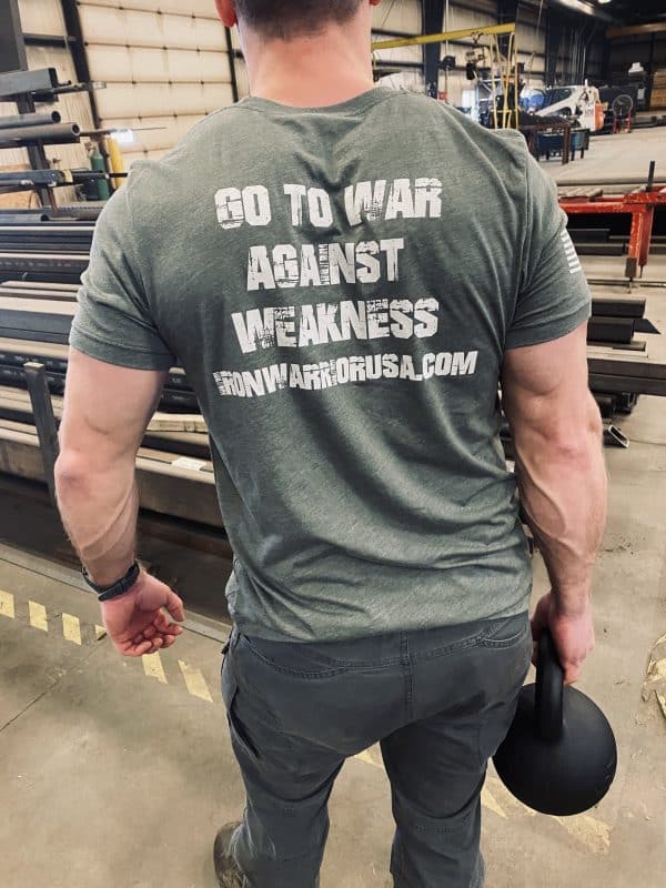 IRON WARRIOR GO TO WAR T-SHIRT (OLIVE GREEN) - Image 2